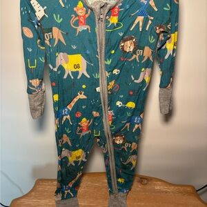 Little Sleepies Jungle Gym Teal and Gray Animal Print Footies